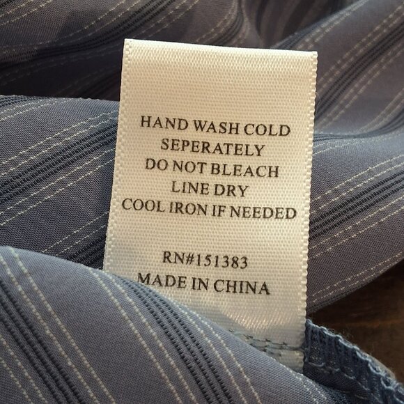 Pookie & Sebastian Blue Stripe Peasant Blouse Long Sleeve Tie Neck Elastic Cuffs - Picture 10 of 10